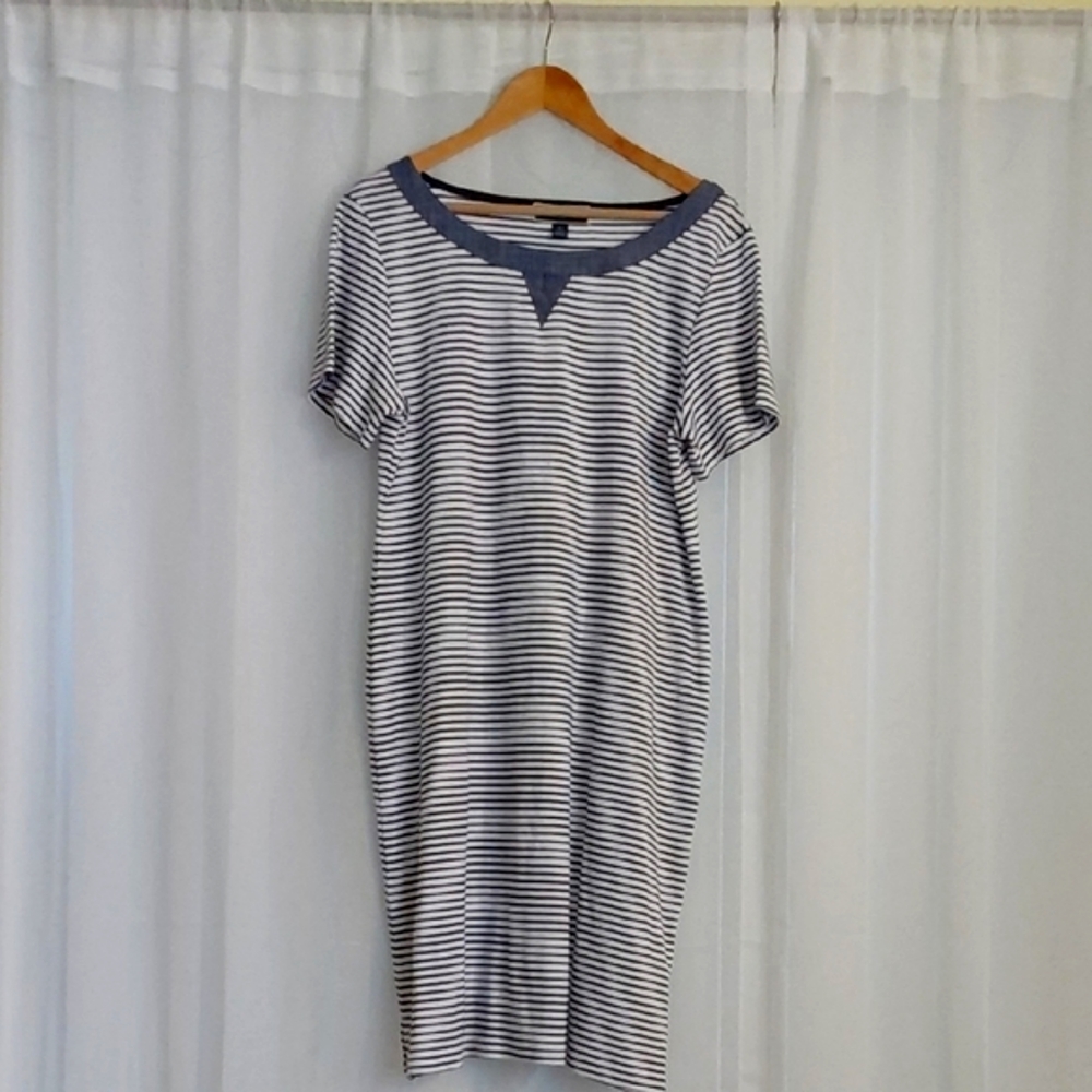 NWT Karen Scott Striped Navy and White Dress